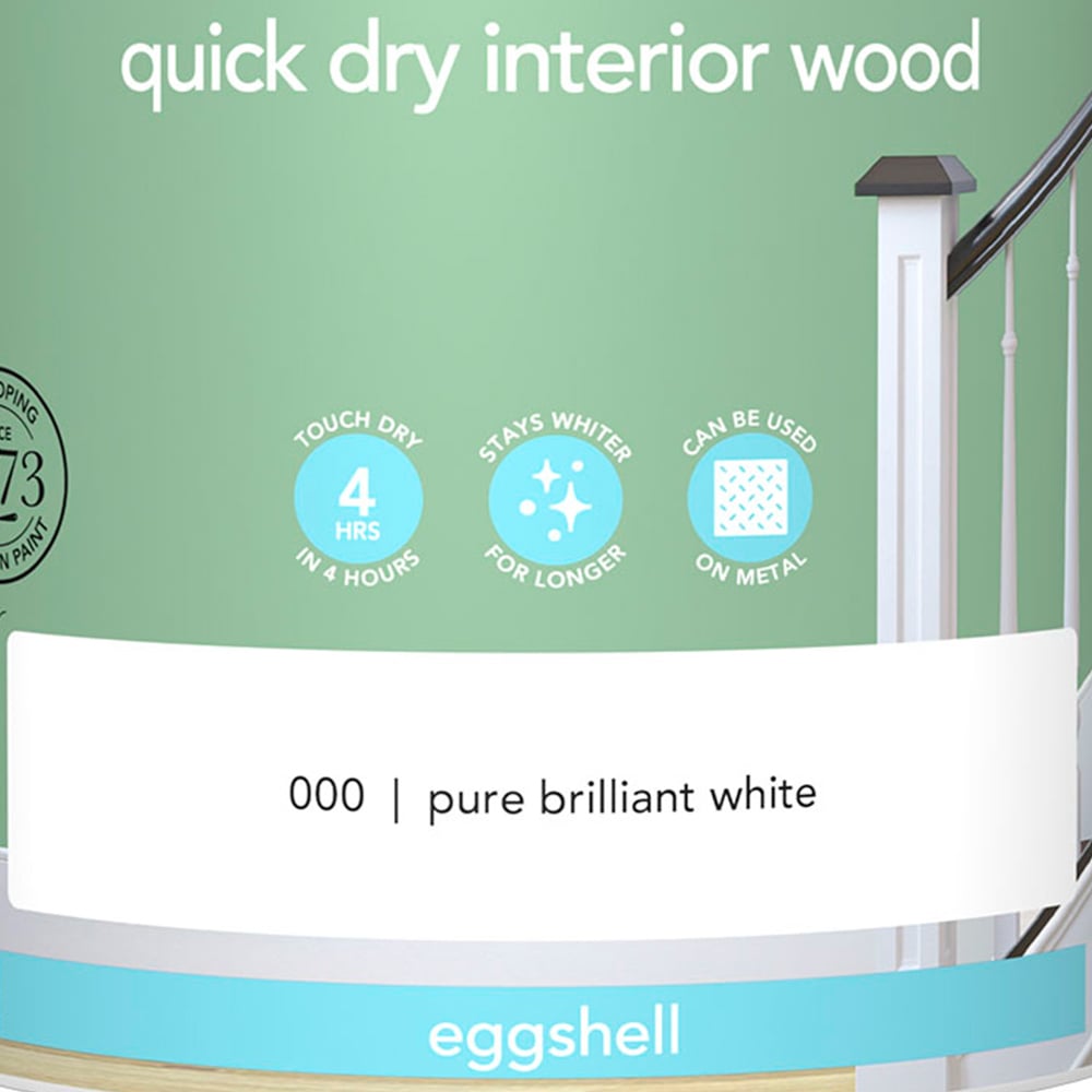 Wilko Quick Dry Interior Wood Pure Brilliant White Eggshell Paint 2.5L Image 4