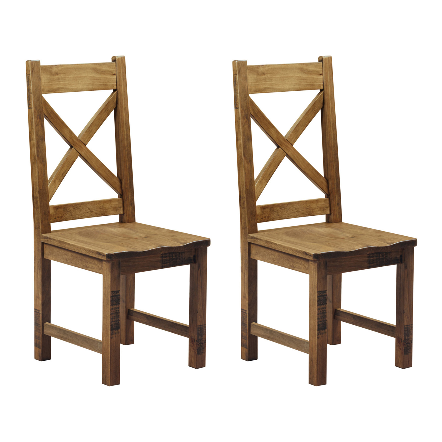 Pair of Cotswold Rustic Dining Chairs Image 2