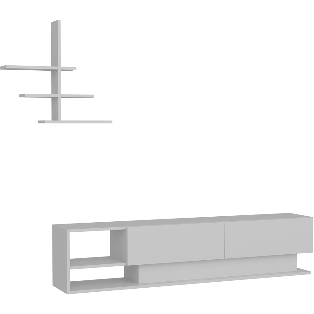 Decorotika Liza 2 Door 2 Shelf White TV Unit with Wall Shelf Image 4