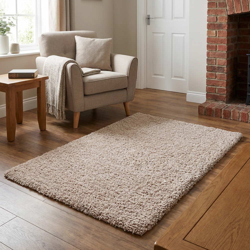 Kingston Textured Rug - Champagne / 100cm | Homebase