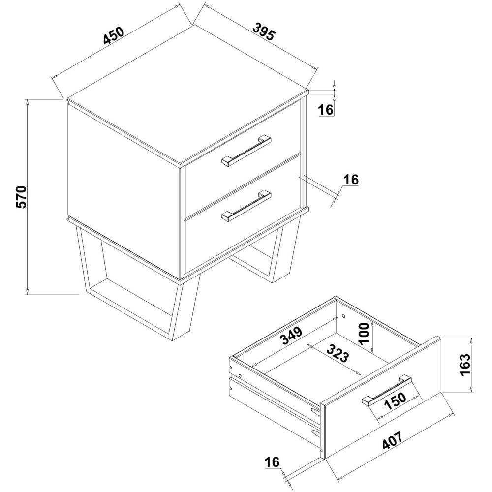 Core Products Texas 2 Drawer Grey Waxed Pine Bedside Cabinet Image 6