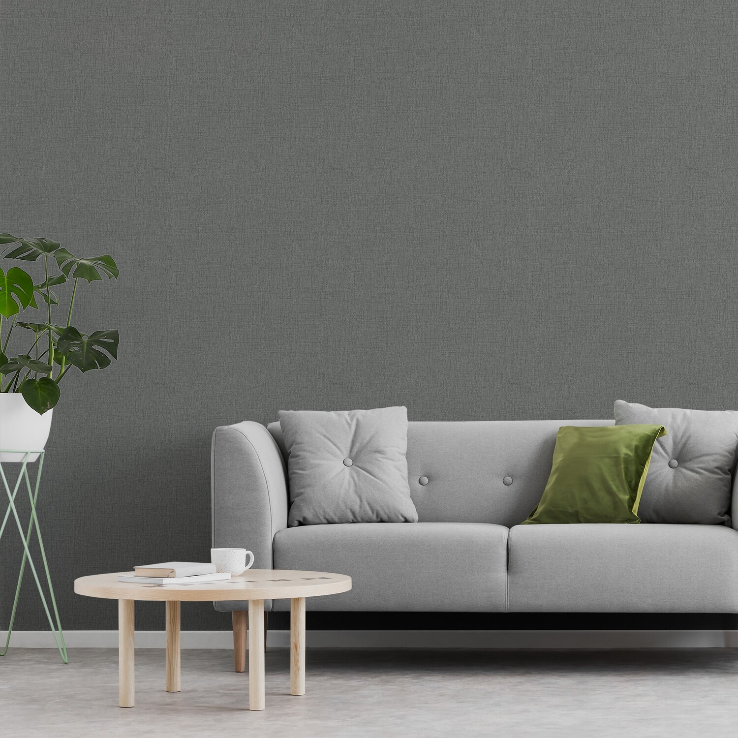 Twill Texture Wallpaper - Charcoal Image 2