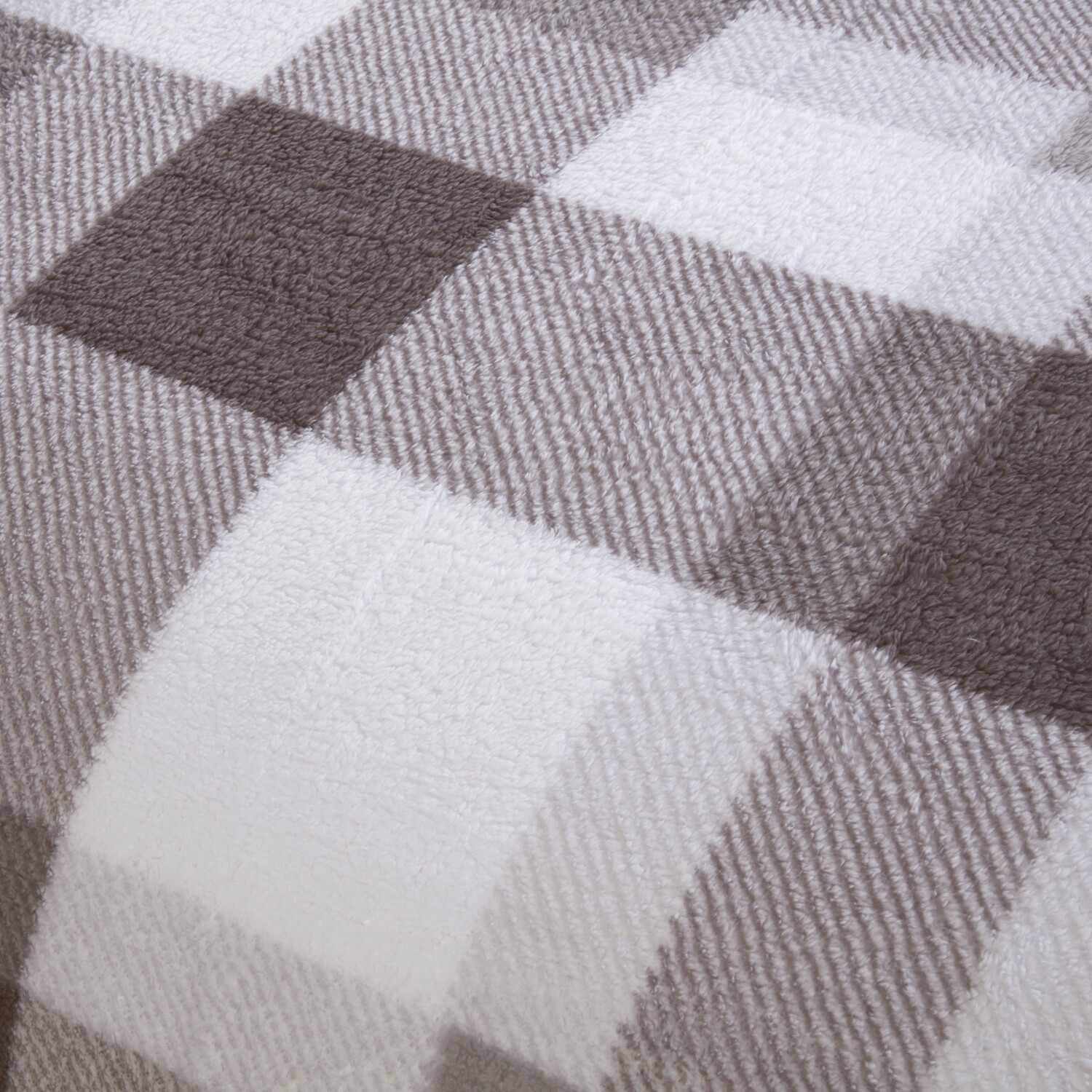 Teddy Fleece Check Duvet Set Grey King Image 4