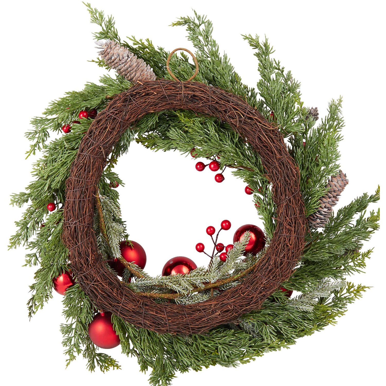 Sweeping Bauble and Red Berry Wreath - Green & Red Image 4