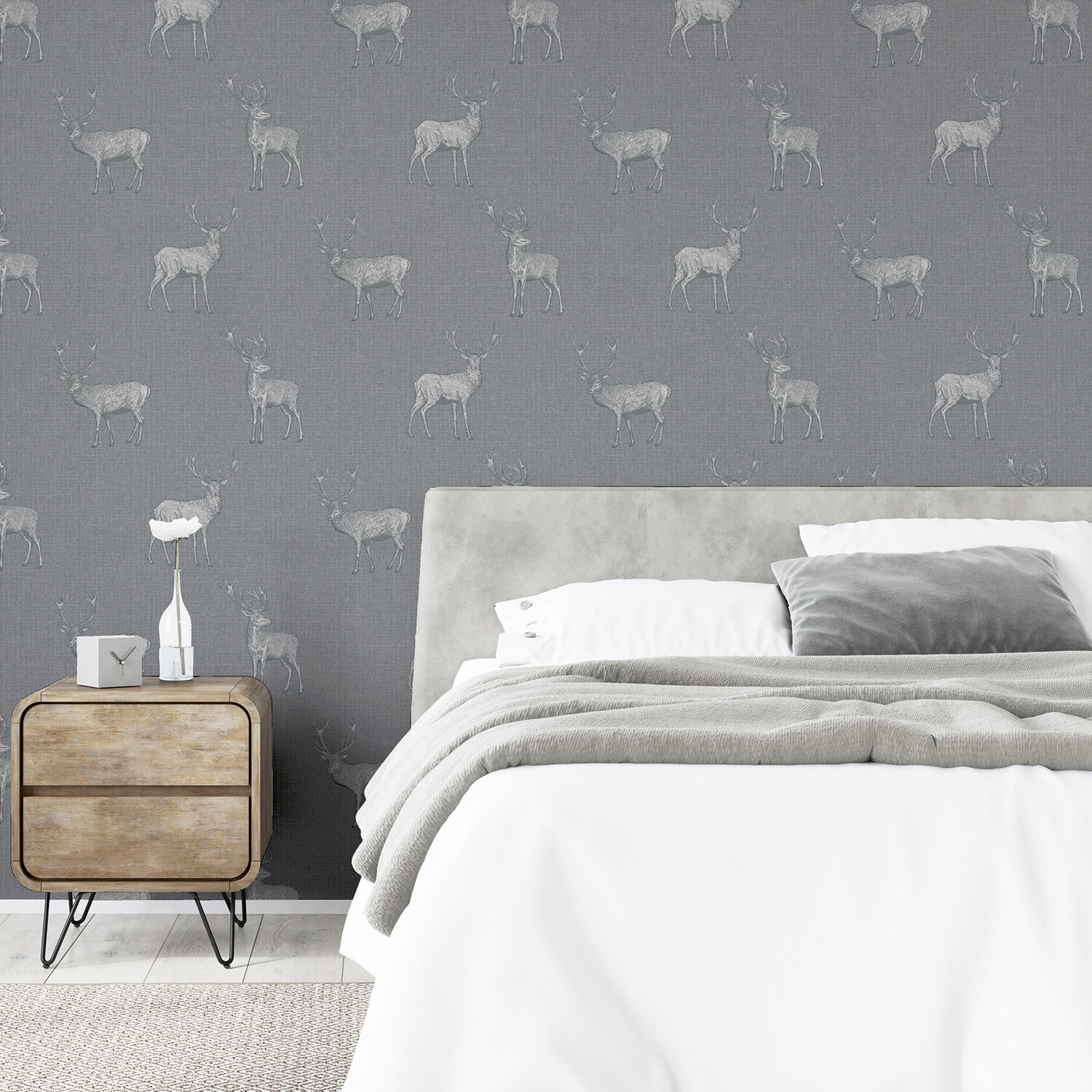 Heritage Stag Wallpaper - Grey and Silver Image 7