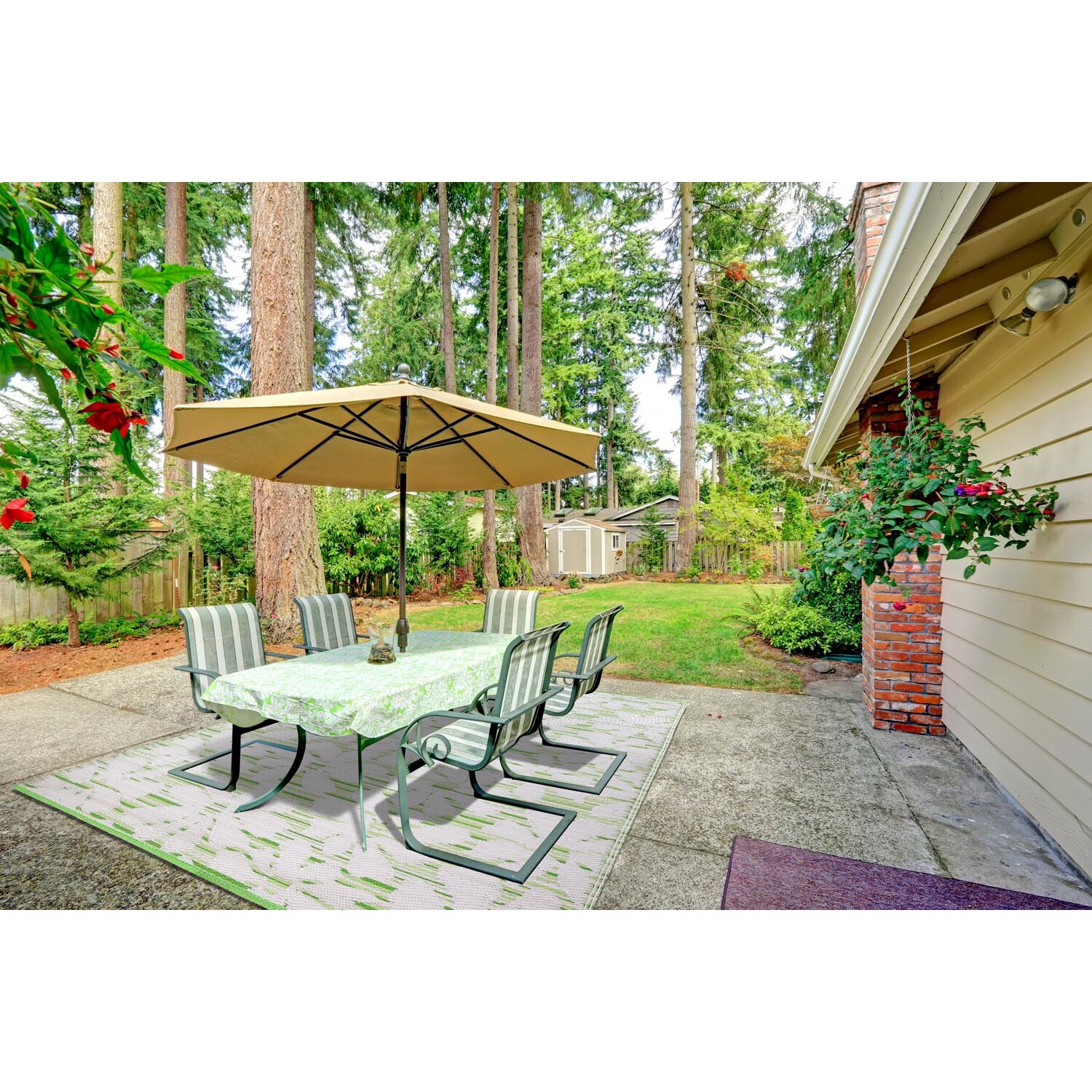 Garden Flower Outdoor Rug - Green Image 4