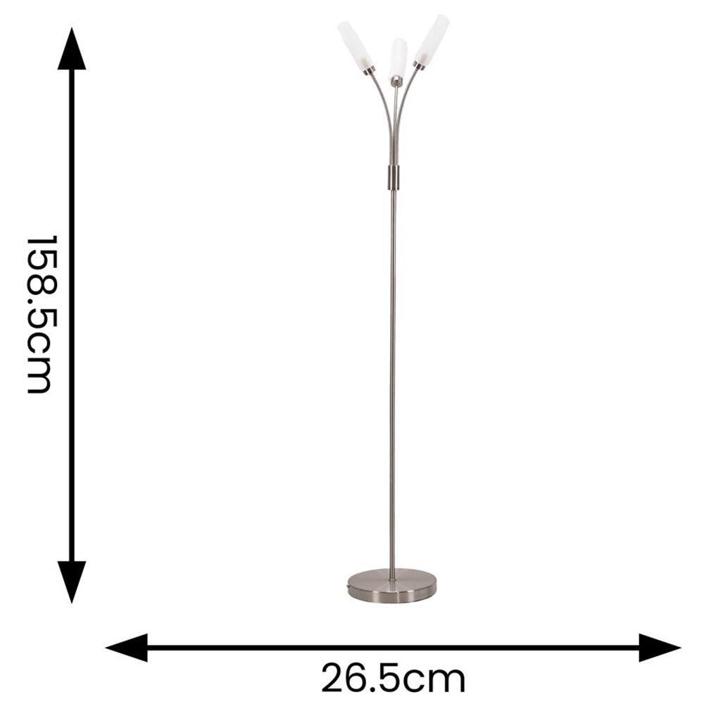 ValueLights Maya Brushed Chrome 3 Way Curved Arm Reed Shaded Upright LED Floor Lamp Image 7