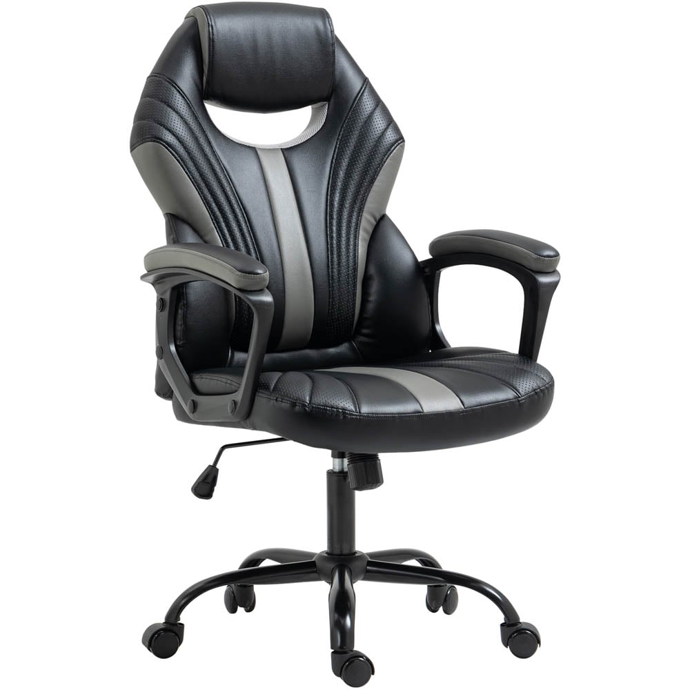 Portland Black and Grey PU Leather Racing Gaming Chair Image 2
