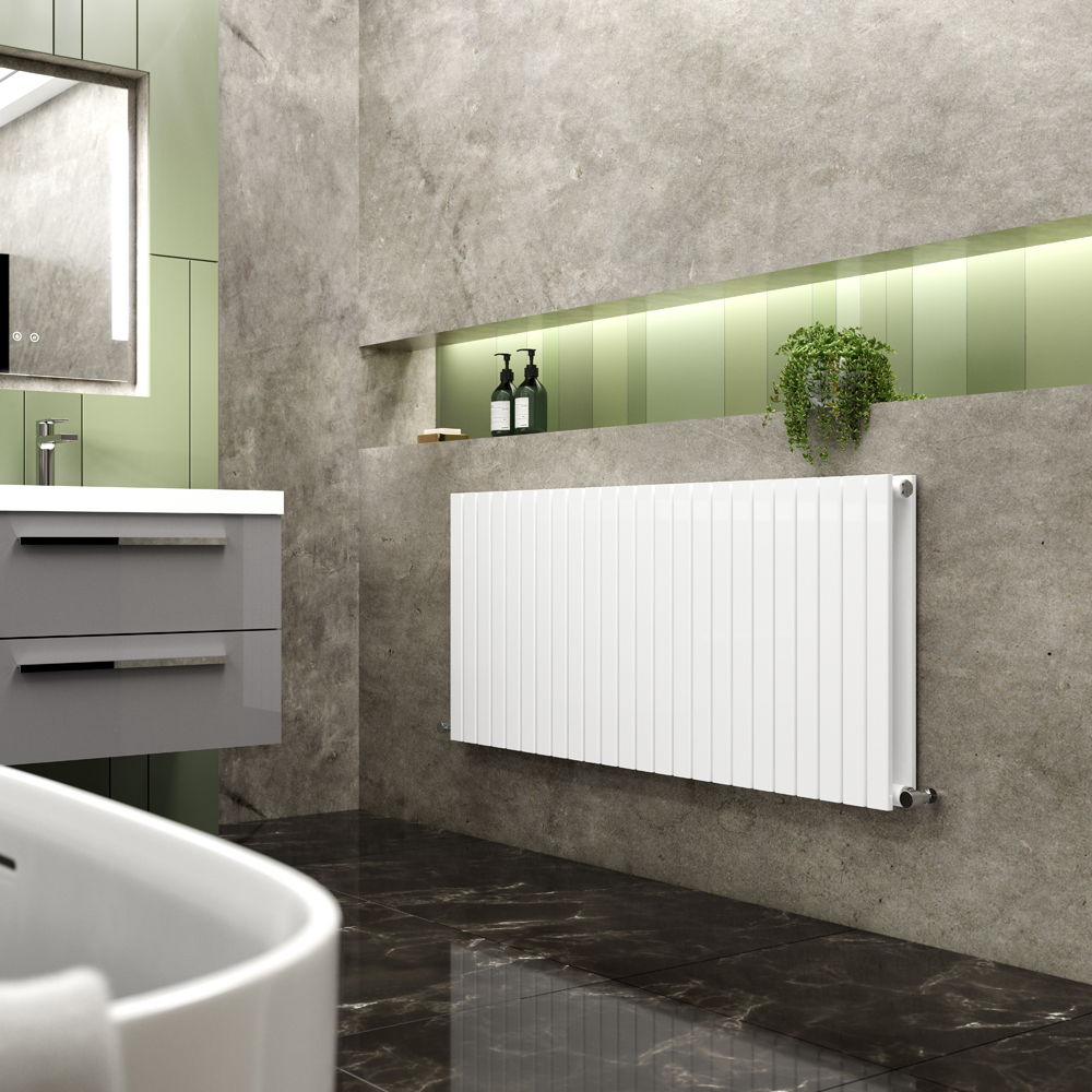 nuie Sloane Horizontal Satin White Double Panel Radiator 600 x 1398mm Image 2