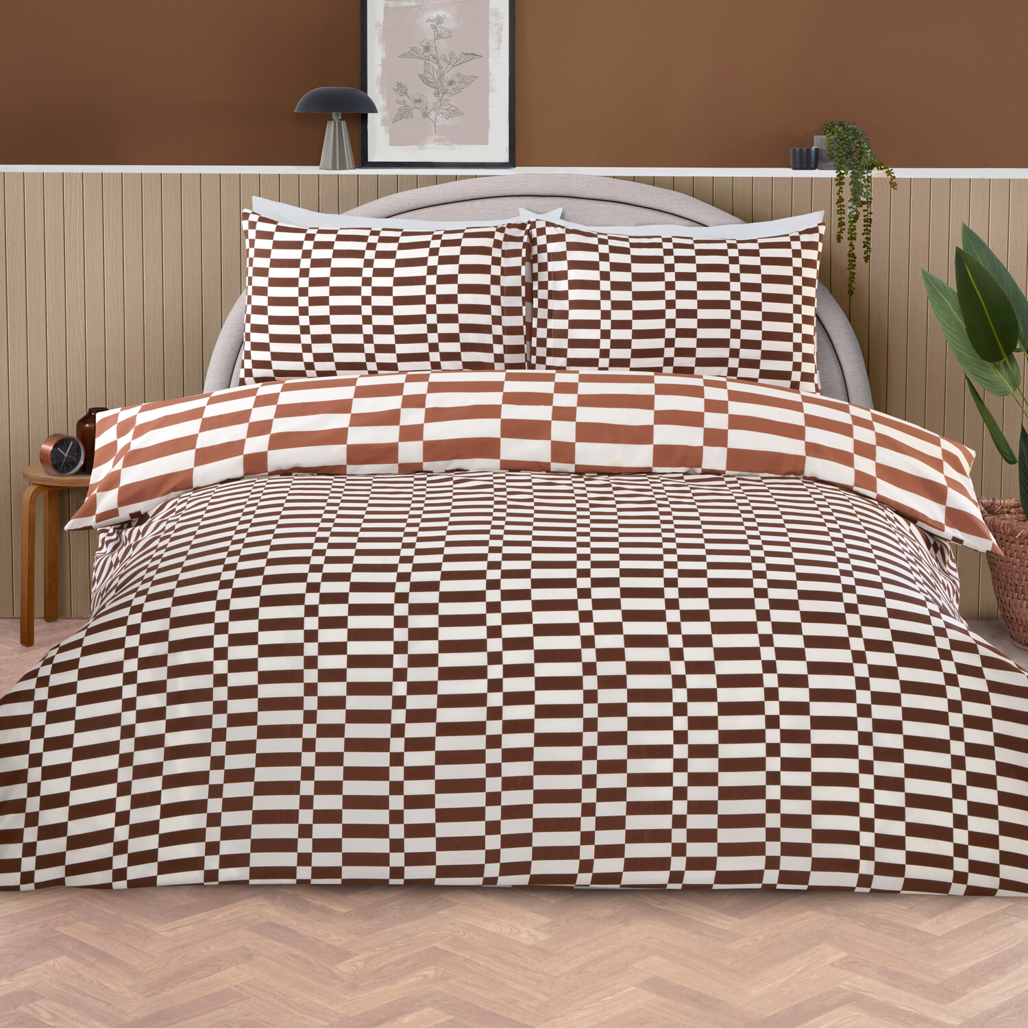 Berlin Check Duvet Set Rust Double Image 2
