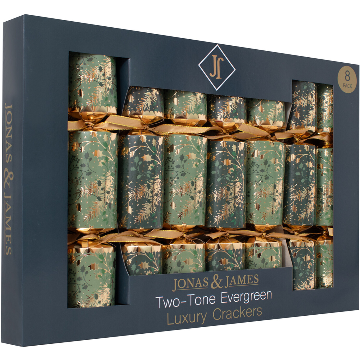 Pack of 8 Two Tone Evergreen Deluxe Crackers Green Image 3