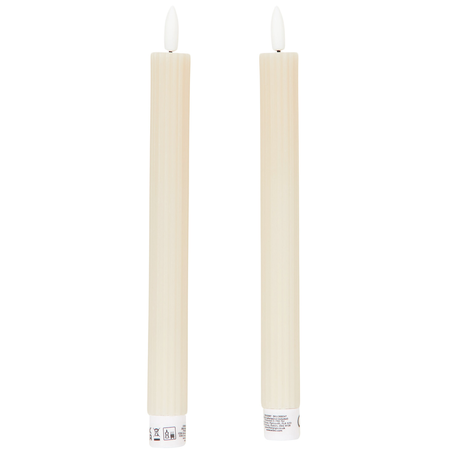 Set of 2 Ribbed Taper LED Candles - Beige or Green Image 5