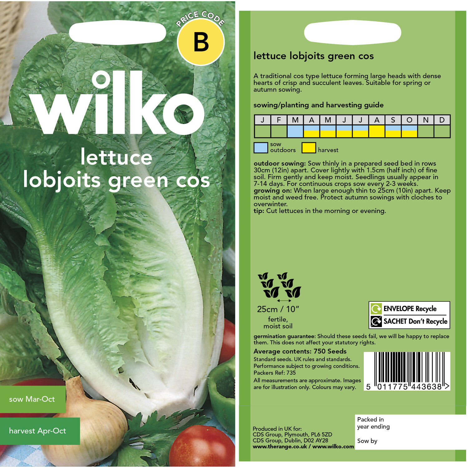 Wilko Green Cos Lobjoits Lettuce Seeds Image 3