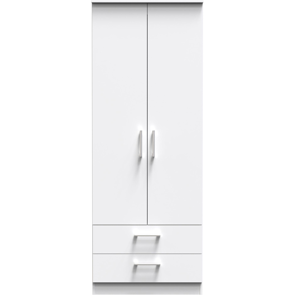 Crowndale Devon Ready Assembled 2 Door 2 Drawer White Matt Wardrobe Image 2