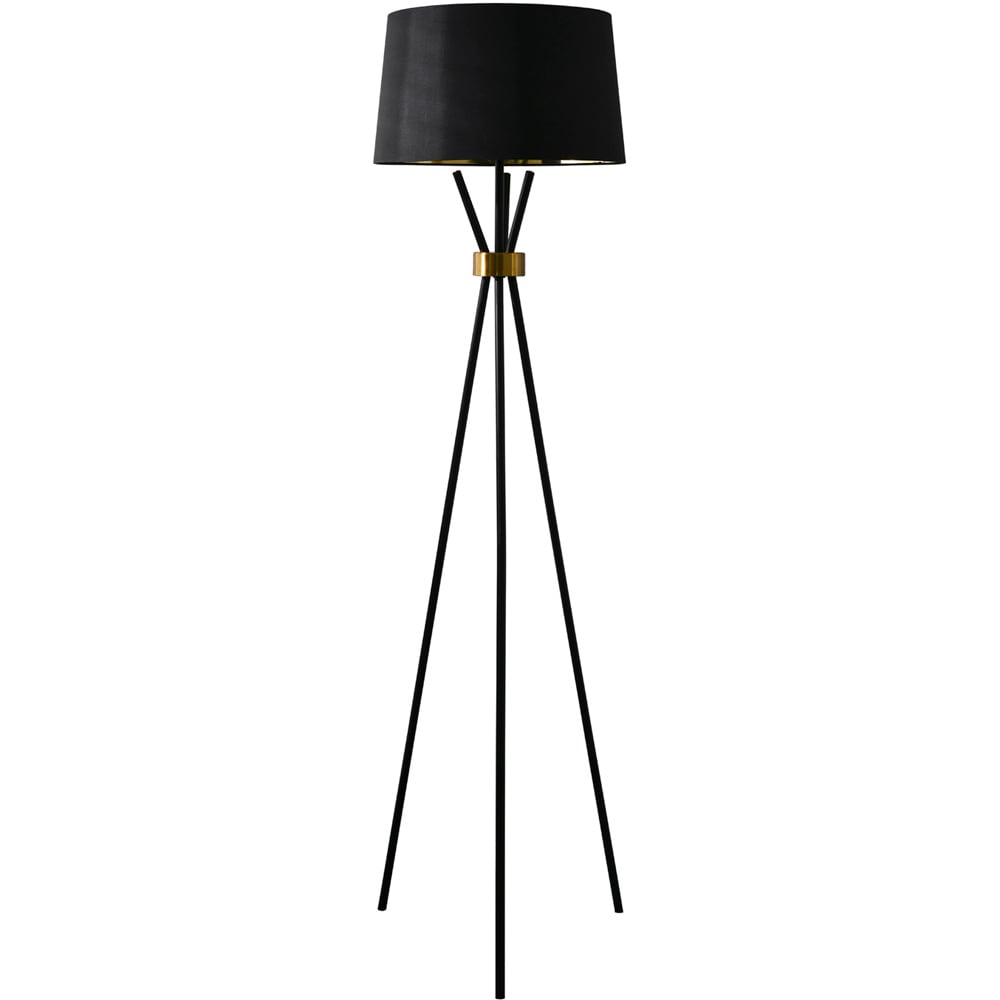 Camden Black Round Metal and Fabric Floor Lamp Image 3
