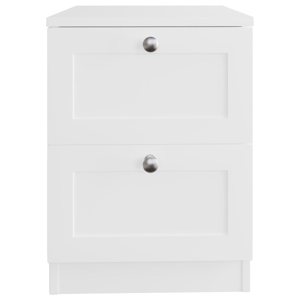 FWStyle Artus 2 Drawer White Panelled Bedside Table Image 3