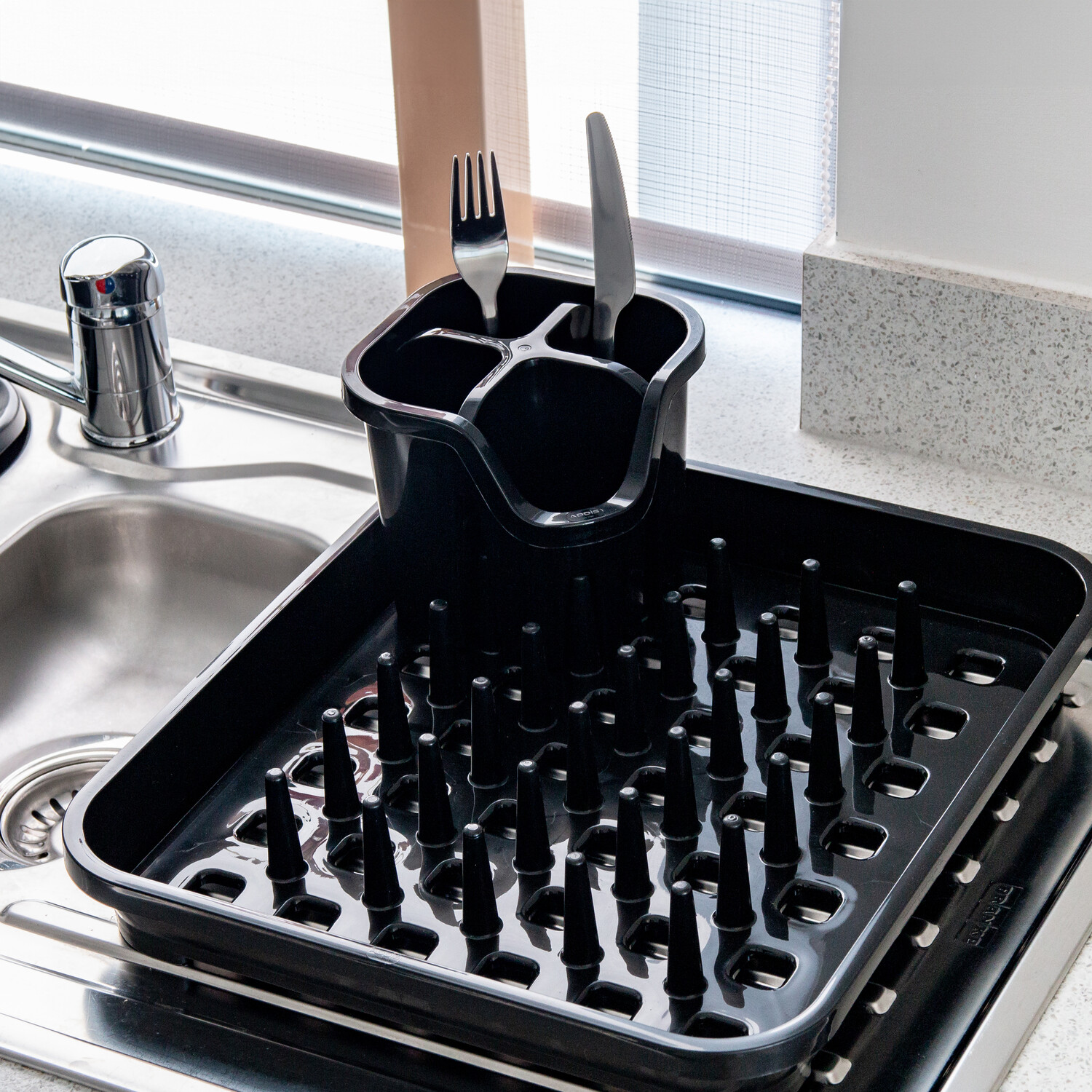 Addis 4 Compartment Cutlery Drainer Black Image 3