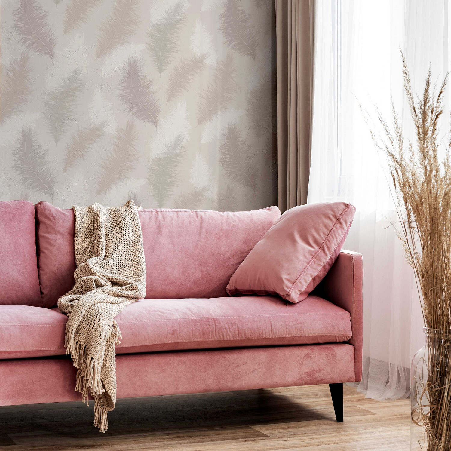 Sussaro Feather Wallpaper - Blush Image 3