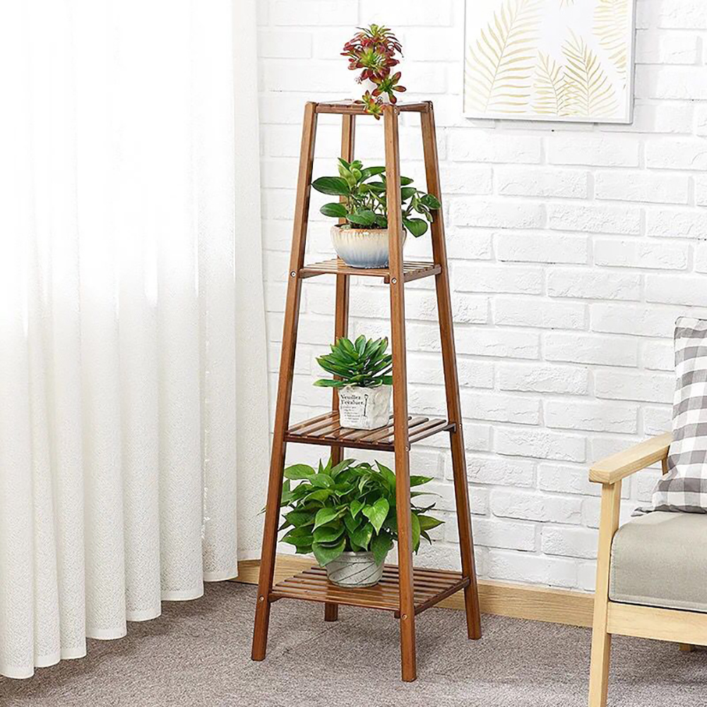 Living and Home 4 Shelf Vintage Solid Wood Plant Stand Image 6