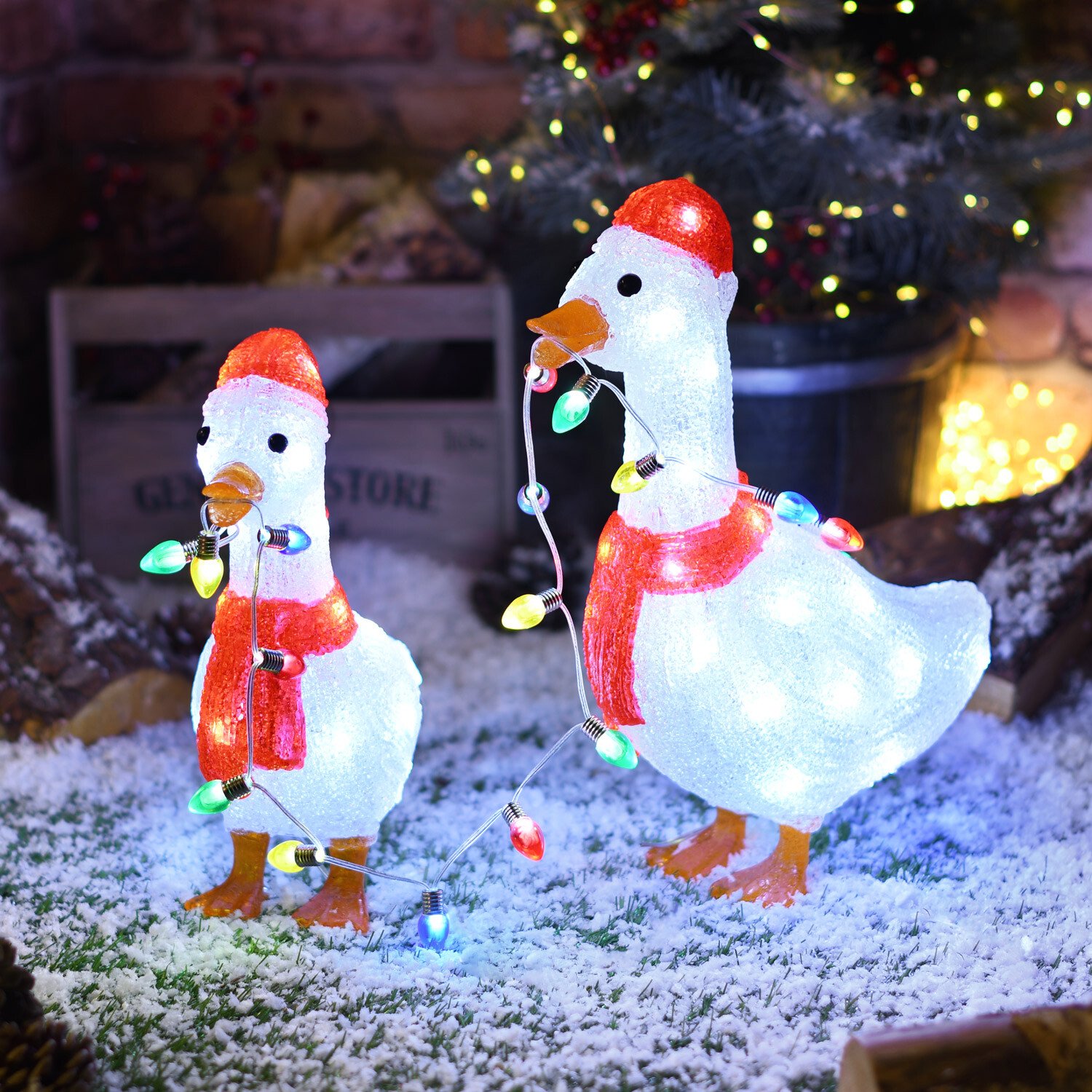 Set of 2 Acrylic Christmas GeeseCool White Image 6