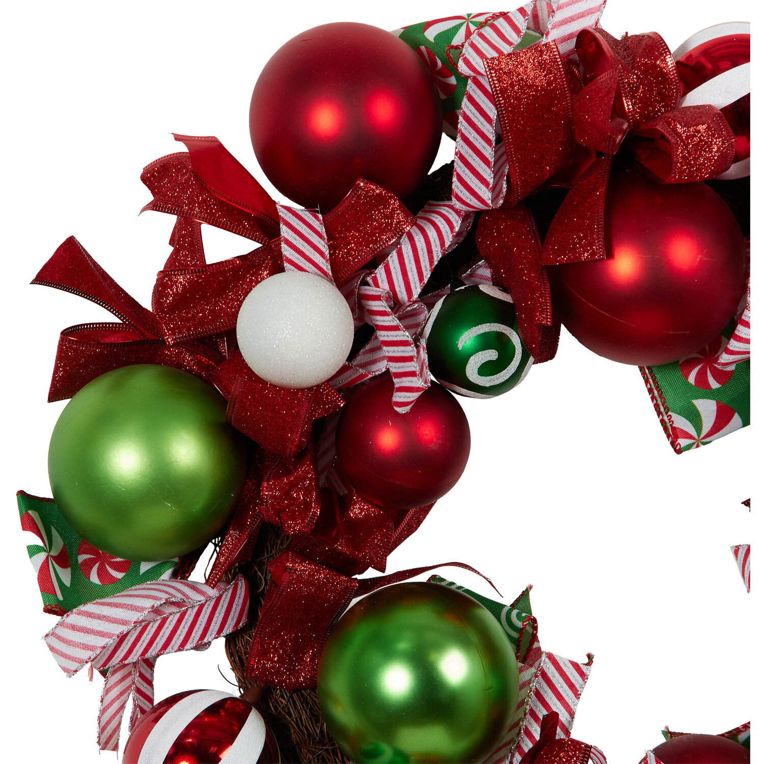 Novelty Candy Cane Bauble Wreath - Red Image 2