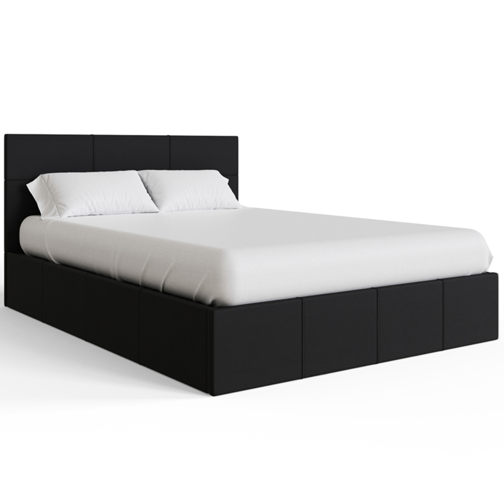 GFW Double Black Faux Leather End Lift Ottoman Bed with Bonnell Mattress Image 3