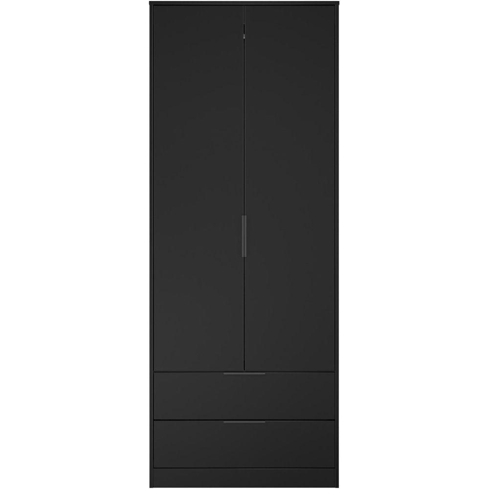 Crowndale Hong Kong 2 Door 2 Drawer Matt Black Tall Wardrobe Ready Assembled Image 4