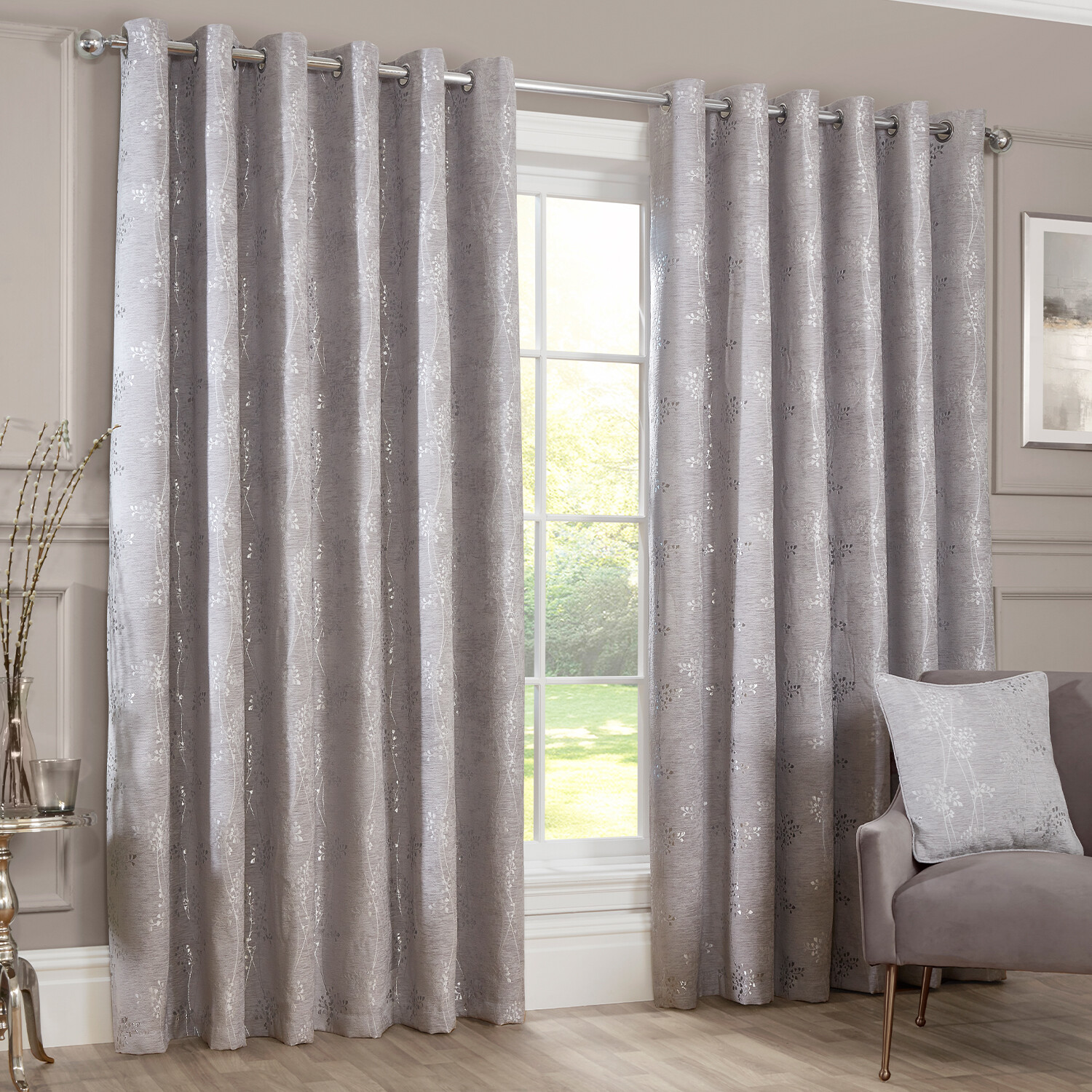 Grace Chenille Curtain Grey 229cm Image 2
