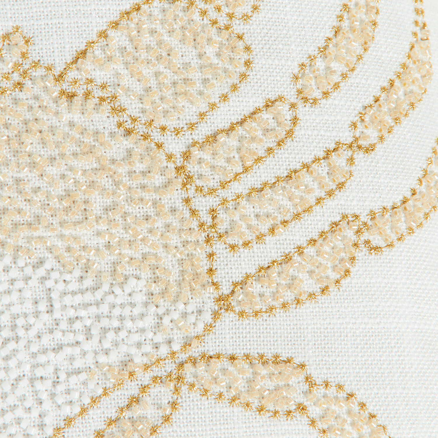 Crab Beaded Cushion - White and Gold Image 5