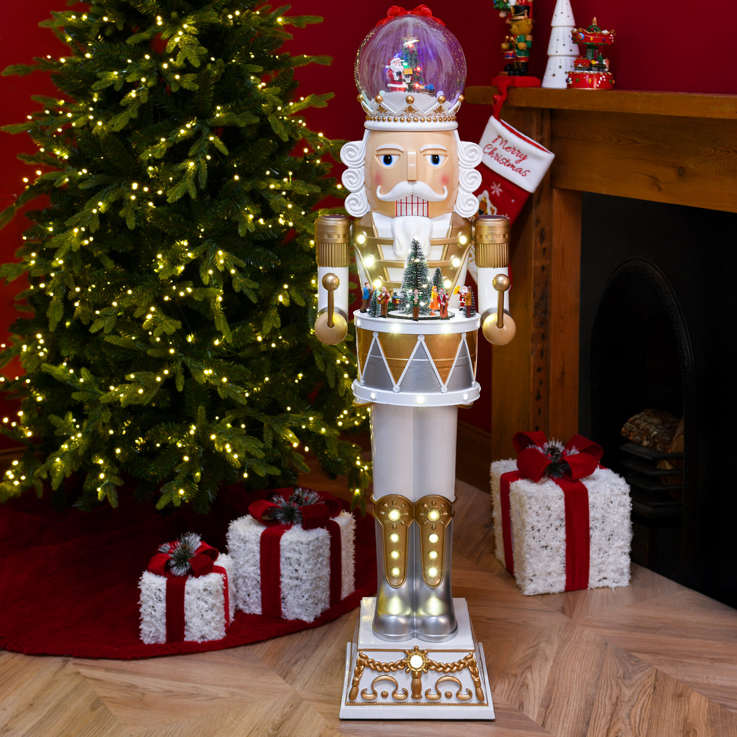 XL Standing Nutcracker Model White and Gold Image 2
