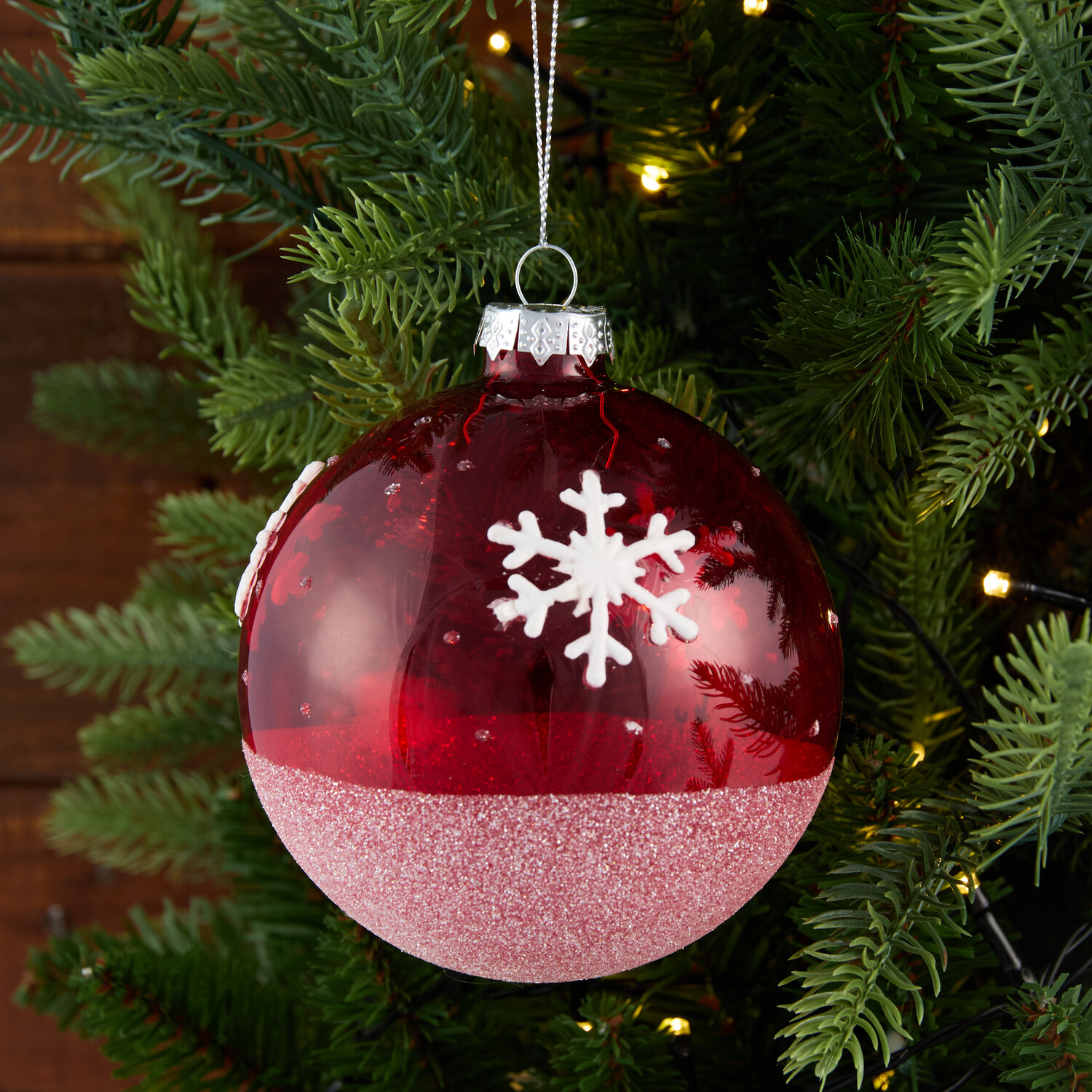 Opaque Ruby Snowflake Bauble Red Image 2