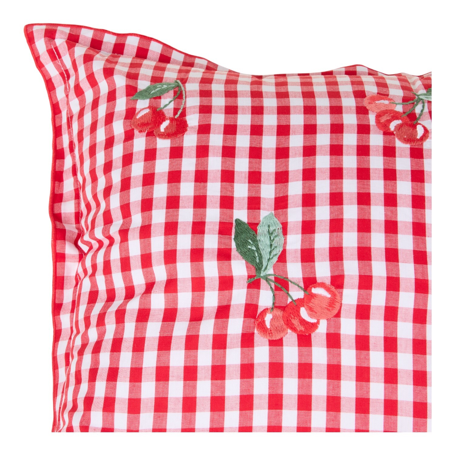 Cherries Gingham Cushion Red Image 2