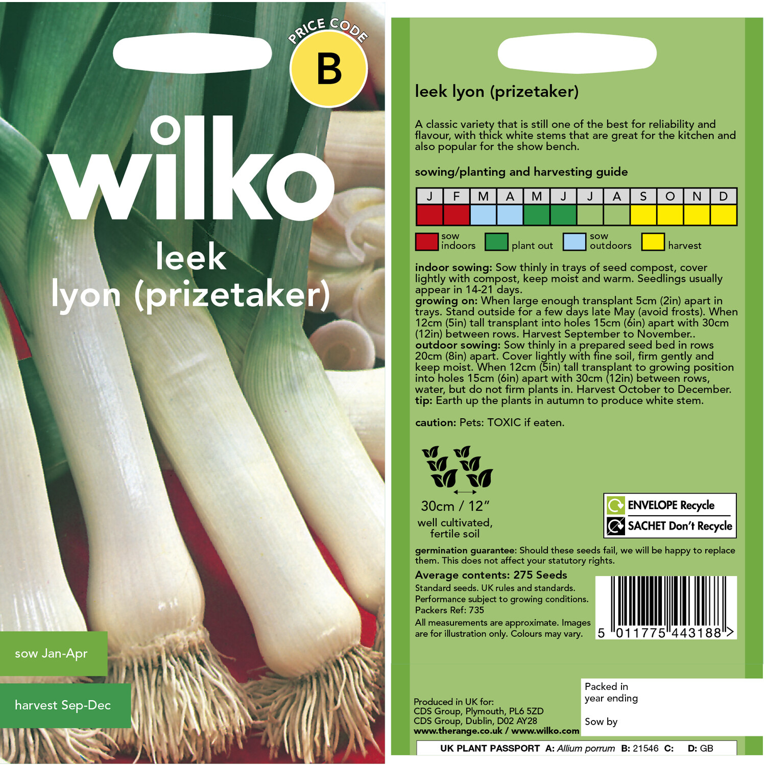 Wilko Leek Lyon Prizetaker Seeds Image 3