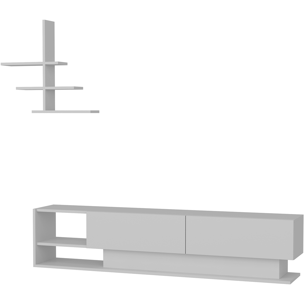 Decorotika Liza 2 Door 2 Shelf White TV Unit with Wall Shelf Image 2