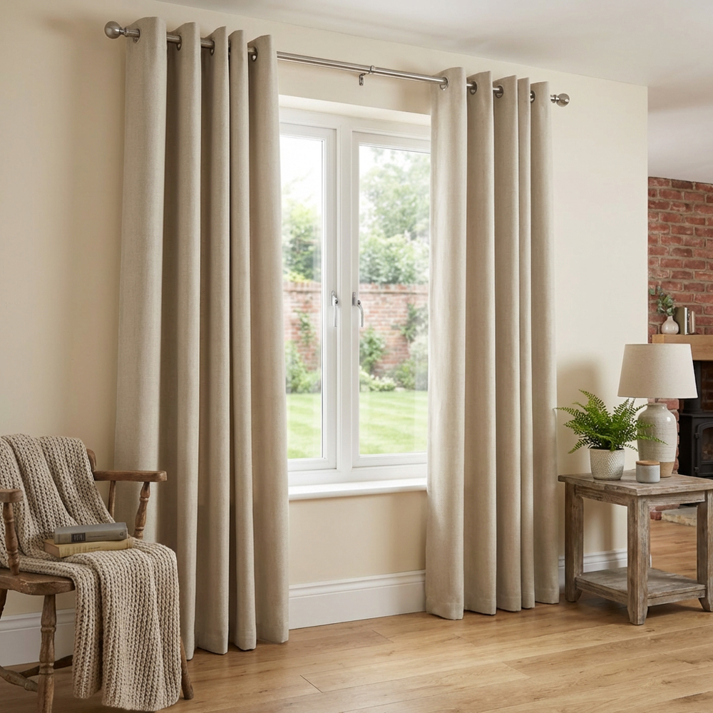 Taylor Blackout Eyelet Curtains - Natural / 137cm / 168cm Image 5