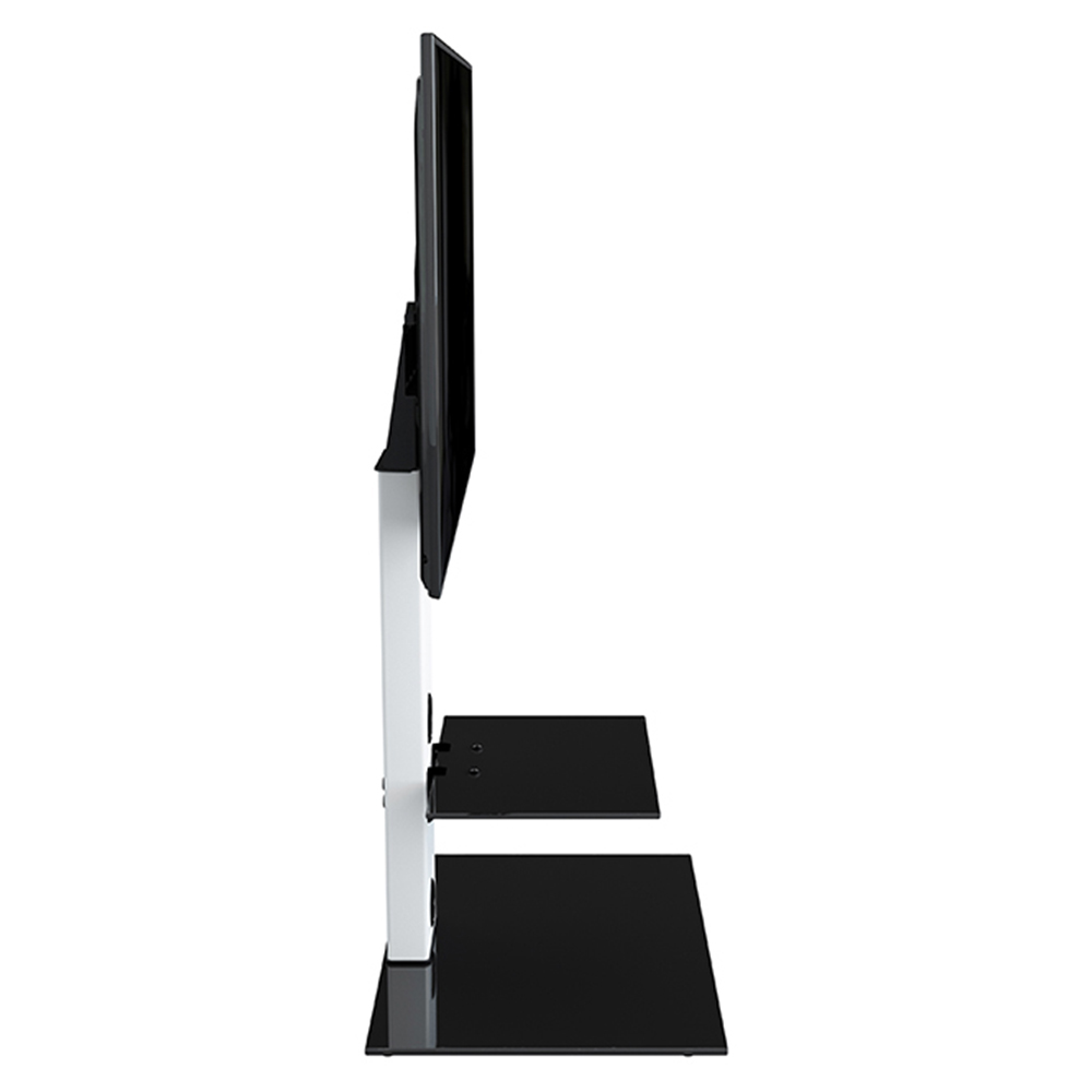 AVF Lesina Satin White and Black Glass Pedestal TV Unit Image 7