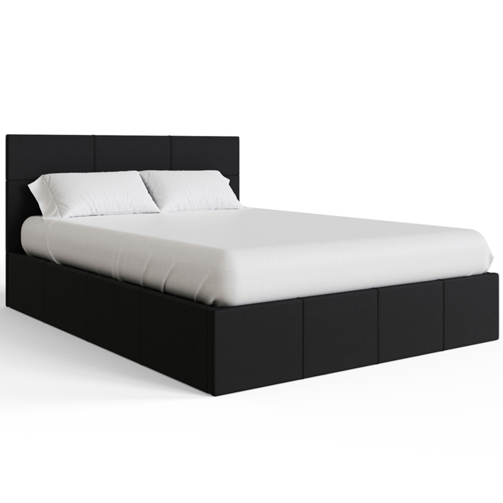 GFW Small Double Black Faux Leather End Lift Ottoman Bed with Bonnell Mattress Image 3