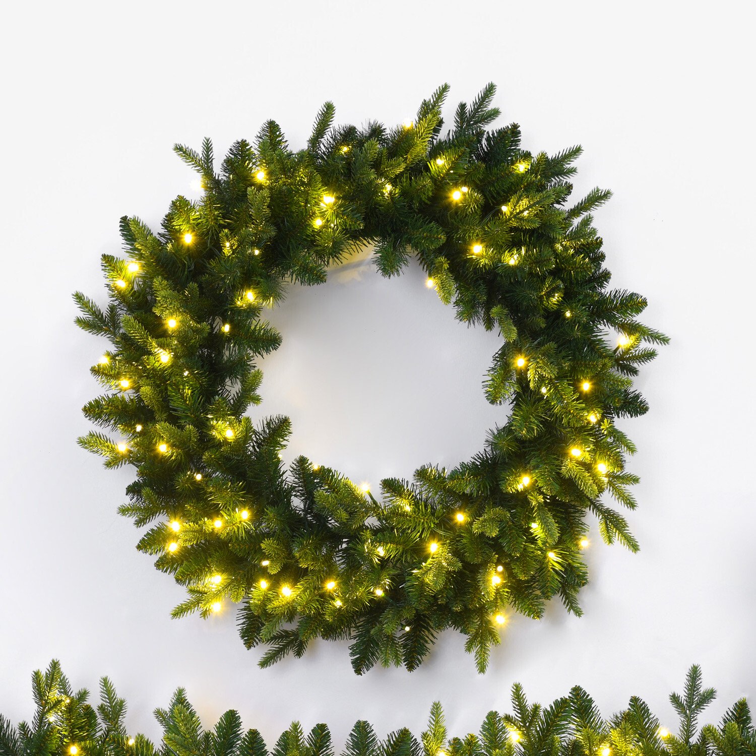 Set of LED Wreath and Garland Green Image 3