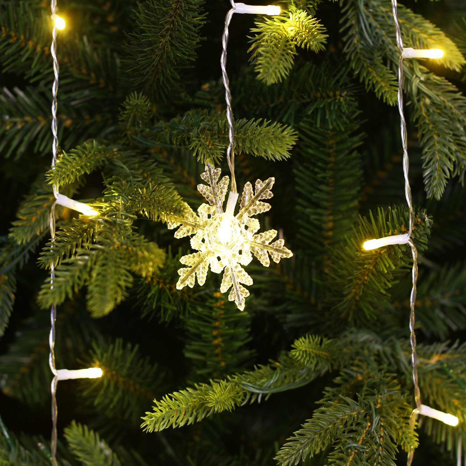 360 LED Falling Snowflake Tree Lights Warm White Image 4