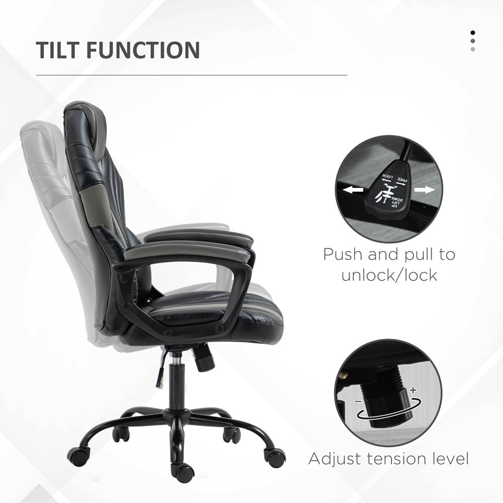 Portland Black and Grey PU Leather Racing Gaming Chair Image 5