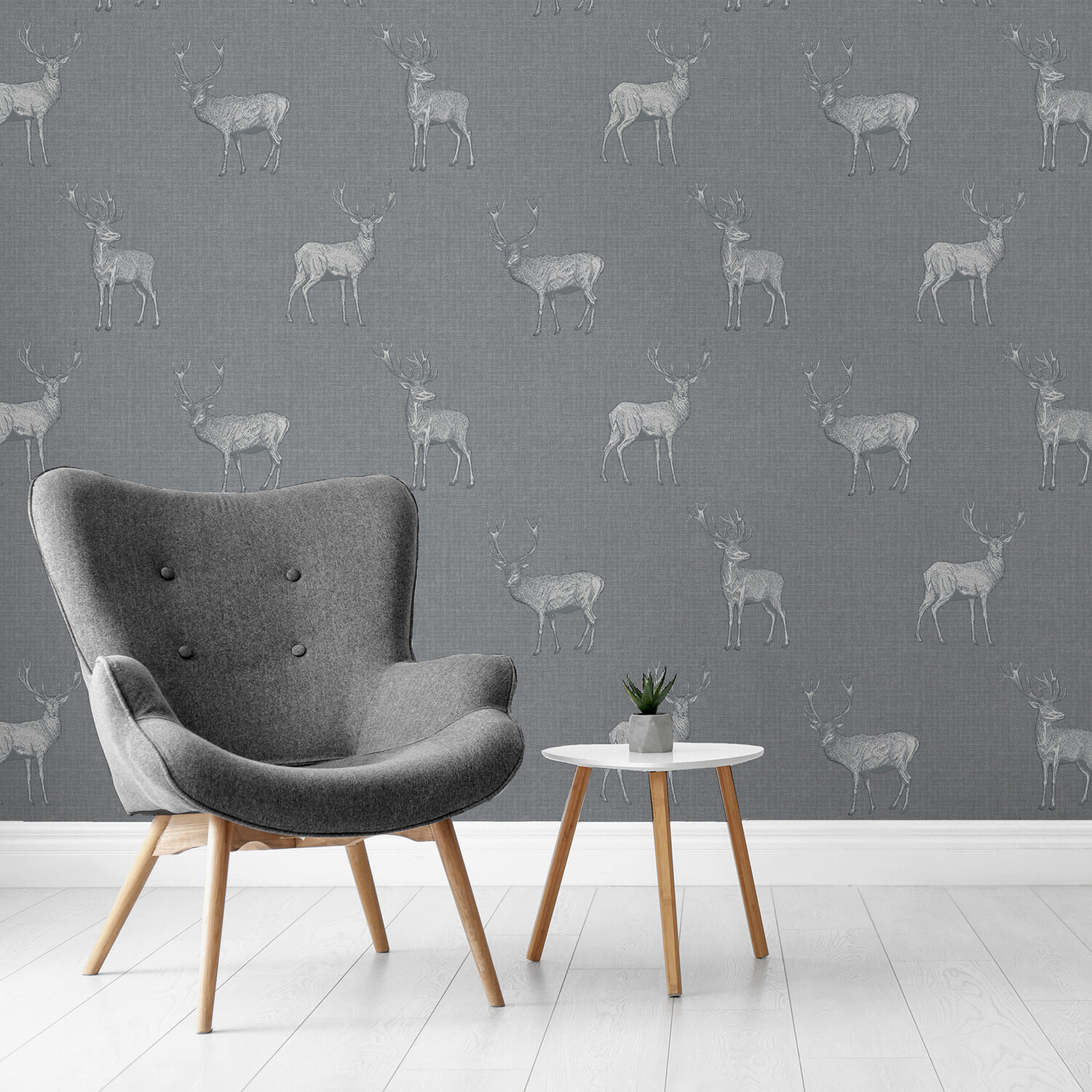 Heritage Stag Wallpaper - Grey and Silver Image 5