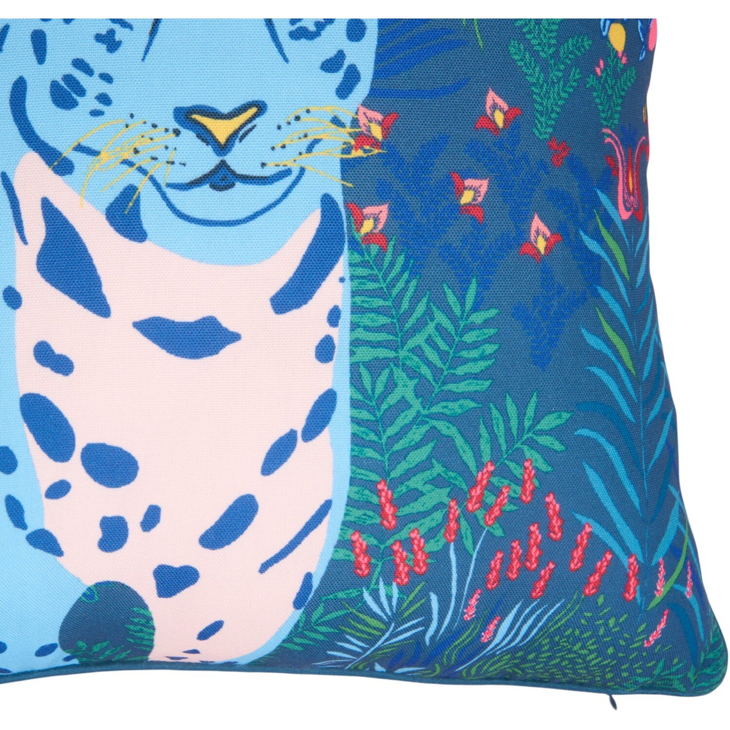 Outdoor Cheetah Cushion Blue Image 2