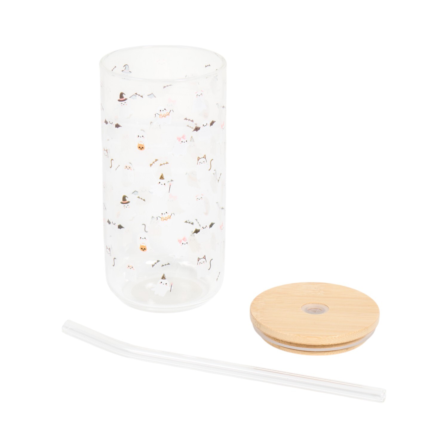 Ghost Drinking Jar with Straw Clear Image 3