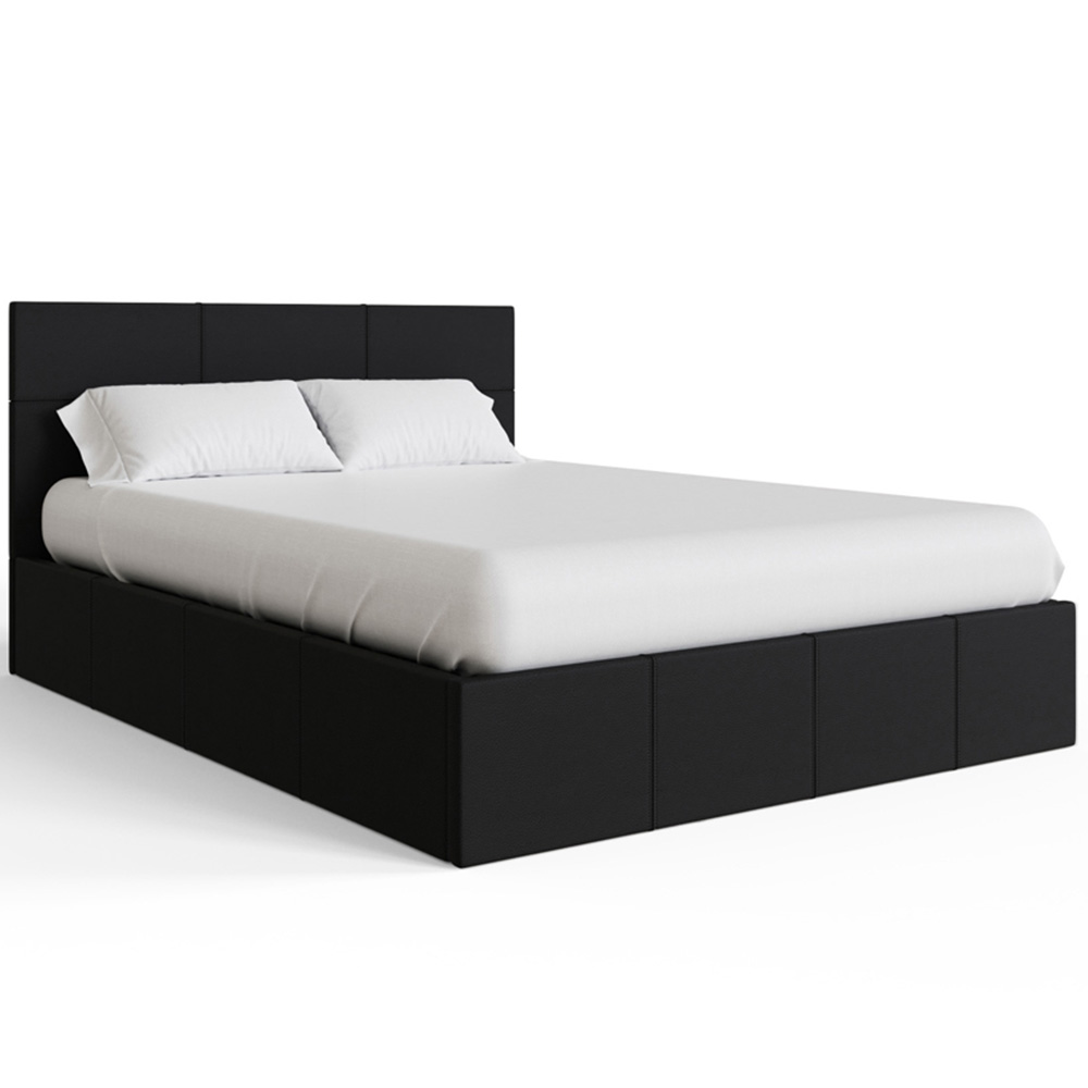 GFW King Size Black Faux Leather End Lift Ottoman Bed with Bonnell Mattress Image 3