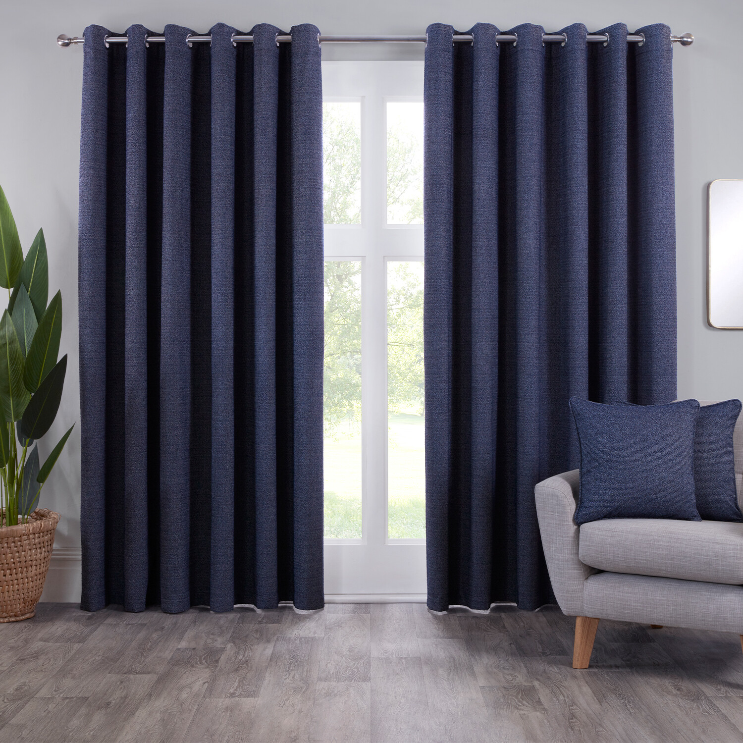 Crofton Navy Eyelet Curtain 229 x 229cm Image 2