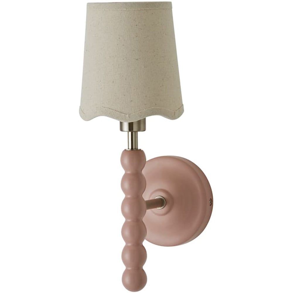 ValueLights Scallop Shade Rose Pink Bobbin LED Wall Light with Bulb Image 1