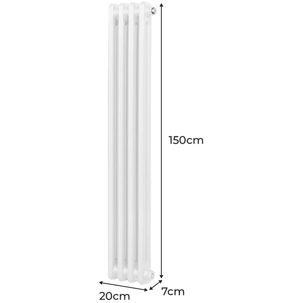 Monster Shop 1861 BTU White Traditional 2 Column Radiator 1500 x 202mm Image 6