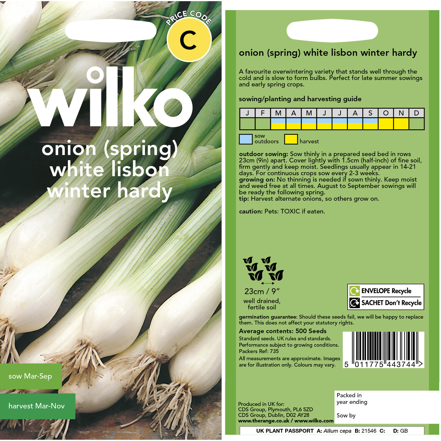 Winter Hardy White Lisbon Spring Onion Seeds White Image 3