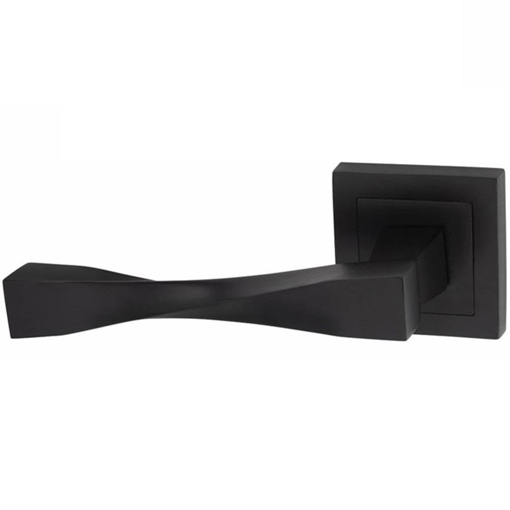 Golden Grace Matt Black Astrid Straight Bathroom Door Handle Set Image 3
