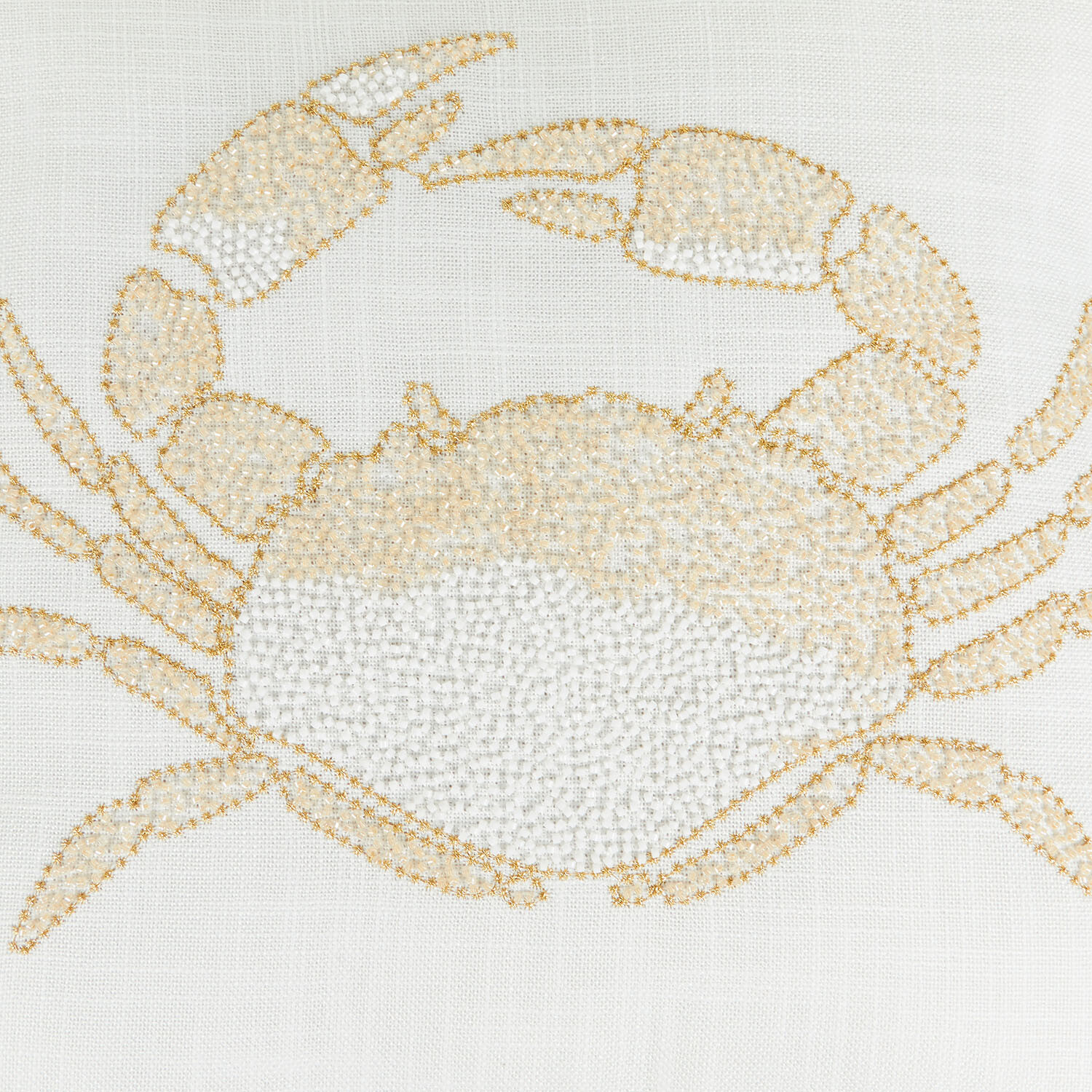 Crab Beaded Cushion - White and Gold Image 4